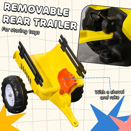 Homcom kids ride tractor - on,