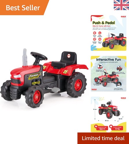 Interactive red pedal tractor - red,